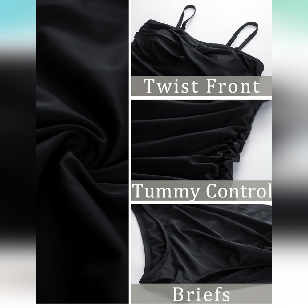 HANNA NIKOLE 2 Piece Ruched Tummy Control Tankini - Picture 4 of 7